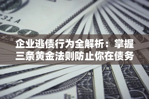 济南企业逃债行为全解析：掌握三条黄金法则防止你在债务乱局中“踩雷”